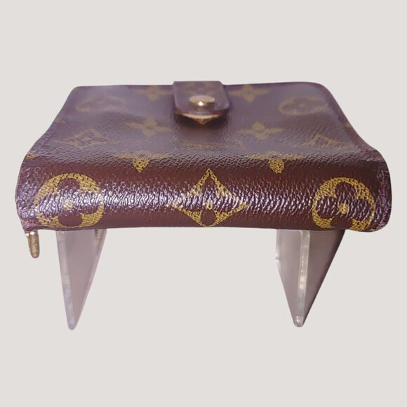 Louis Vuitton Wallet Monogram Compact Brown Leather Snap Closure Zip Coin Pocket - Picture 6 of 13